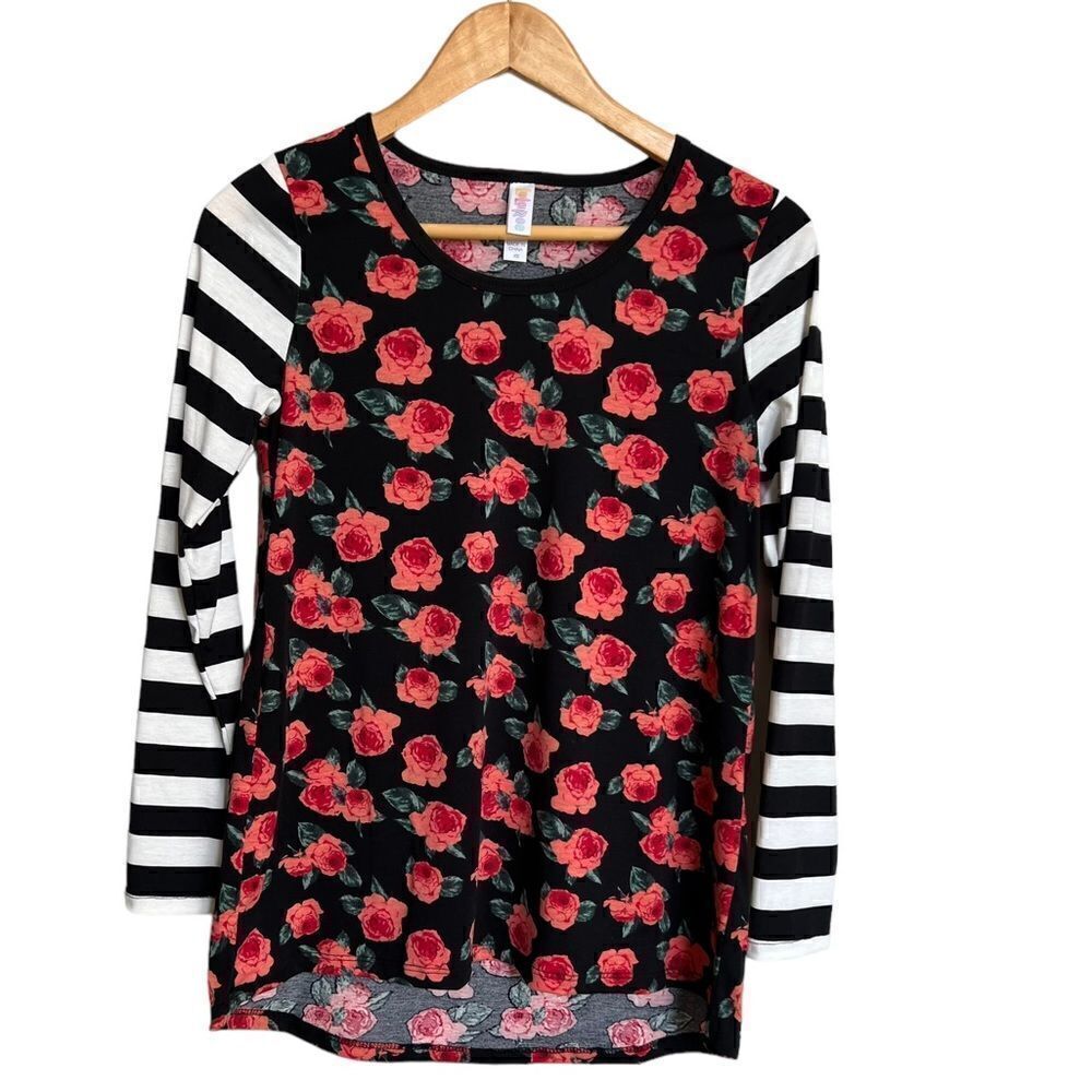 LuLaRoe Randy Floral with Striped Sleeves Size XS